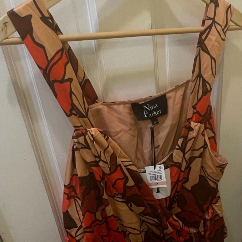 Nina Parker Abstract Multicolor Wrap Top Women's Size 2X